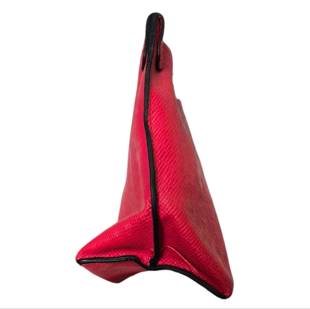 Red Textured Cosmetic Bag Makeup Pouch